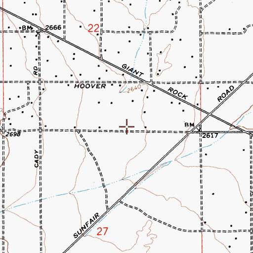 Topographic Map of San Bernardino County Fire Department Station 44 - Copper Mountain Mesa, CA