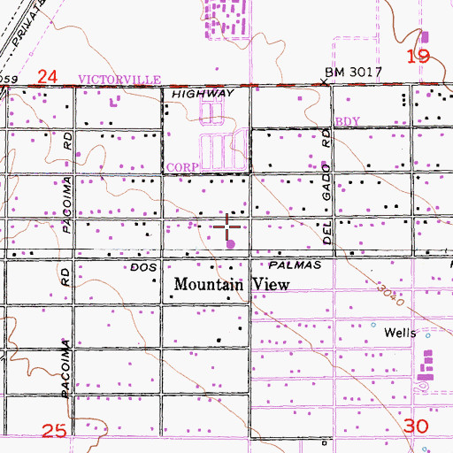 Topographic Map of San Bernardino County Fire and Rescue Station 37 Mountain View Acres, CA