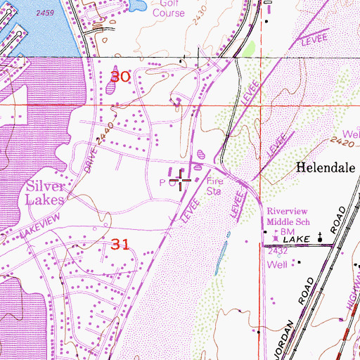 Topographic Map of San Bernardino County Fire Department Station 4 - Silver Lakes / Helendale, CA
