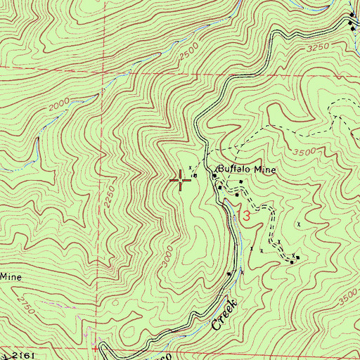 Topographic Map of Buffalo Mine, CA