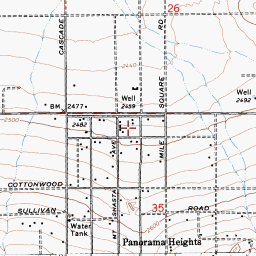 Topographic Map of San Bernardino County Fire Department Station 35 Panorama Heights, CA