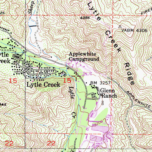 Topographic Map of San Bernardino County Fire Department Station 20 - Lytle Creek, CA