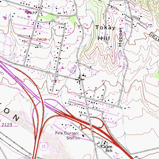 Topographic Map of San Bernardino County Fire Department Station 2 Devore, CA