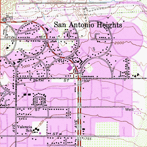 Topographic Map of San Bernardino County Fire Department Station 12 Upland, CA