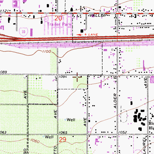 Topographic Map of San Bernardino County Fire Department Station 77 Bloomington, CA