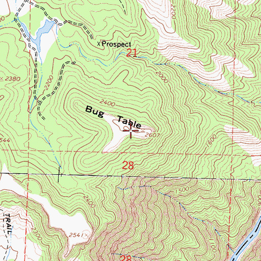 Topographic Map of Bug Table, CA