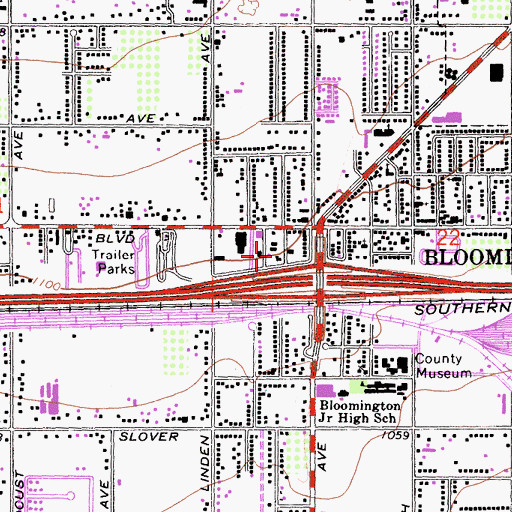 Topographic Map of San Bernardino County Fire Department Station 76 Bloomington, CA