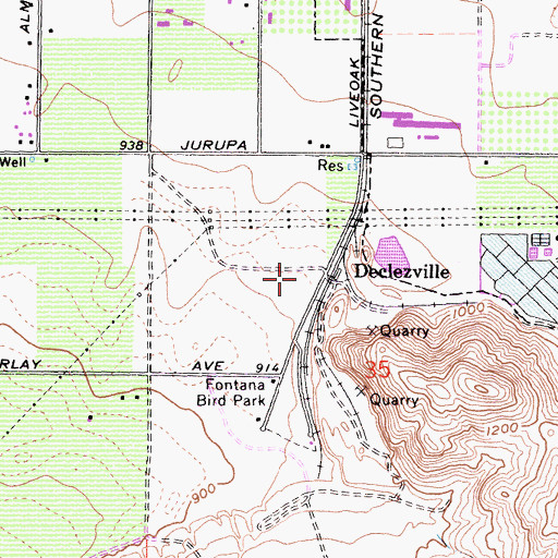 Topographic Map of San Bernardino County Fire Department Station 74 Fontana, CA