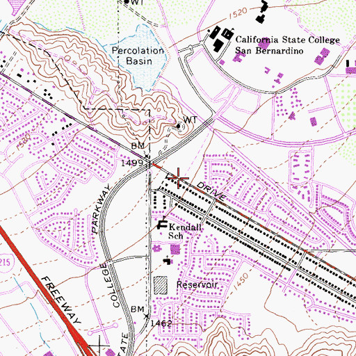 Topographic Map of San Bernardino City Fire Department Station 225, CA