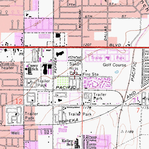 Topographic Map of San Bernardino City Fire Department Station 229, CA