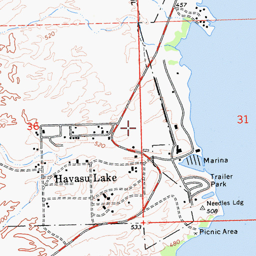 Topographic Map of San Bernardino County Fire Department Station 18 Havasu Landing, CA