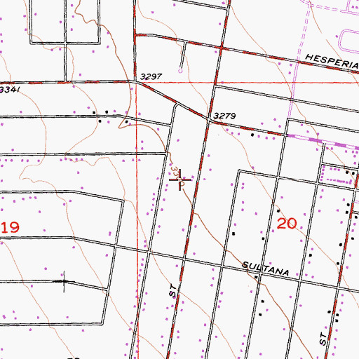 Topographic Map of San Bernardino County Fire Department Station 301 Hesperia, CA