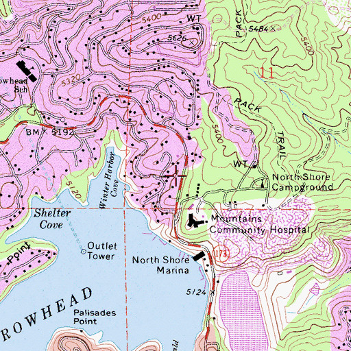 Topographic Map of San Bernardino County Fire Department Station 92 - Lake Arrowhead, CA