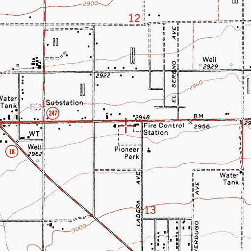 Topographic Map of San Bernardino County Fire Department Station 8 Lucerne Valley, CA