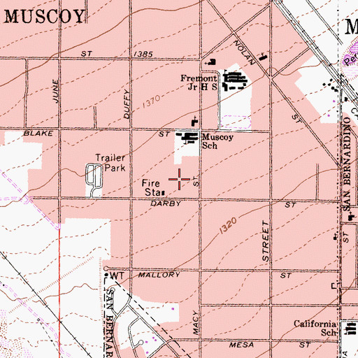 Topographic Map of San Bernardino County Fire Department Station 75 Muscoy, CA