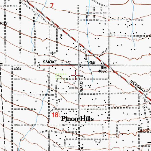 Topographic Map of San Bernardino County Fire Department Station 13 - Pinon Hills, CA