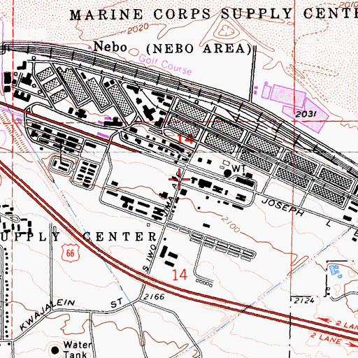 Topographic Map of Marine Corps Logistics Base Fire Station Nebo Annex, CA