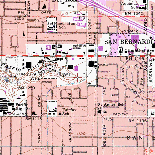 Topographic Map of San Bernardino City Fire Department Station 226, CA