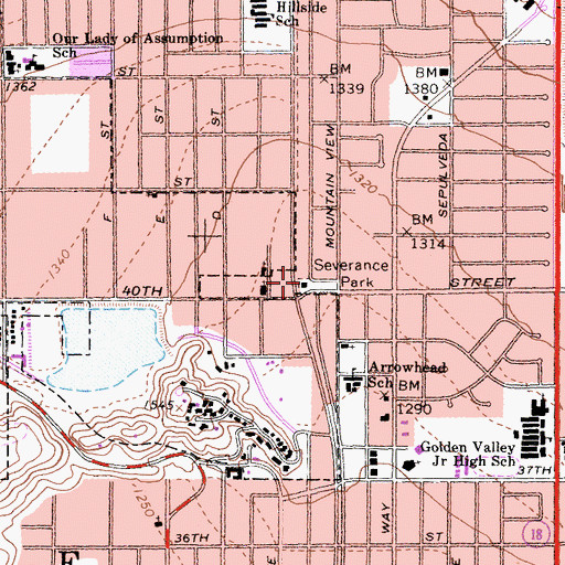 Topographic Map of San Bernardino County Fire Station 227, CA