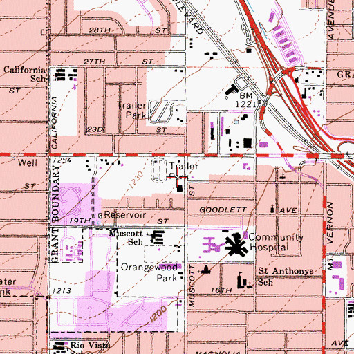 Topographic Map of San Bernardino City Fire Department Station 223, CA