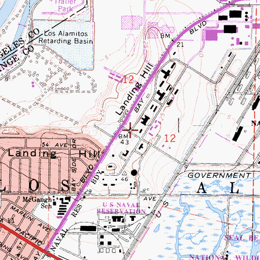 Topographic Map of Seal Beach Naval Weapons Station Fire Department, CA