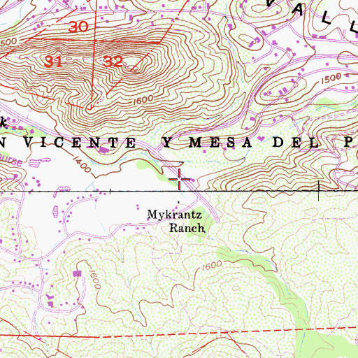 Topographic Map of CAL FIRE Ramona Fire Station 81, CA