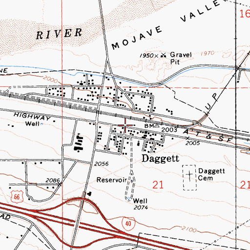 Topographic Map of Daggett Community Services District Station 1, CA