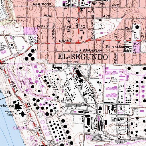 Topographic Map of Chevron Fire Department, CA