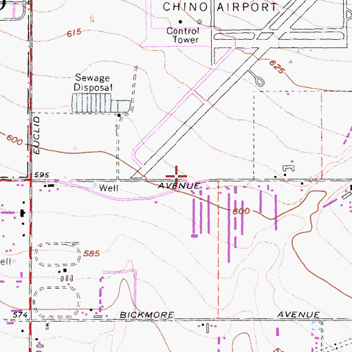 Topographic Map of Chino Valley Fire District Station 63, CA