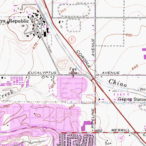 Topographic Map of Chino Valley Independent Fire Protection District Training Facility, CA