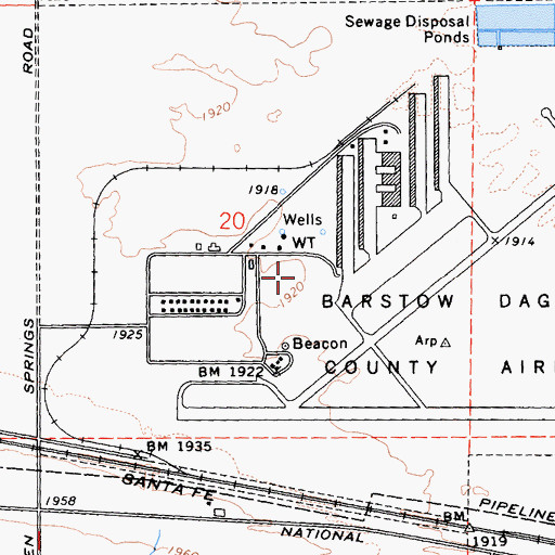 Topographic Map of Fort Irwin Fire Department Station 413, CA