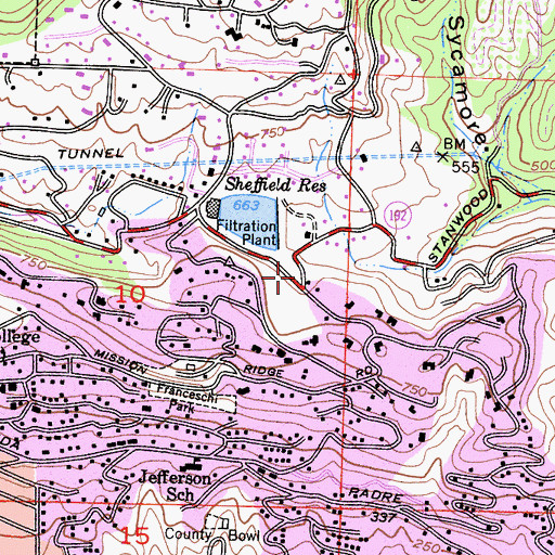 Topographic Map of Santa Barbara City Fire Department Station 7, CA