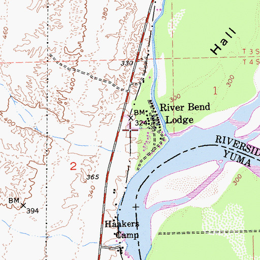 Topographic Map of Riverside County Fire Department Station 46 Riverbend, CA