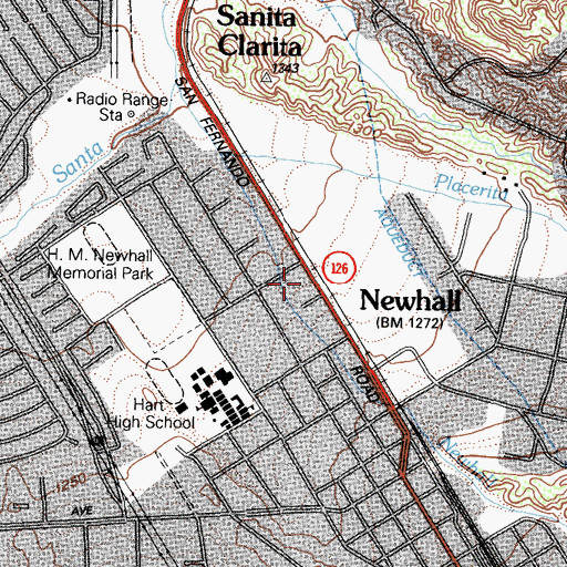 Topographic Map of Los Angeles County Fire Department Station 73, CA