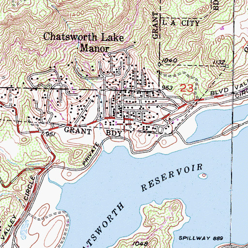 Topographic Map of Los Angeles County Fire Department Station 75, CA