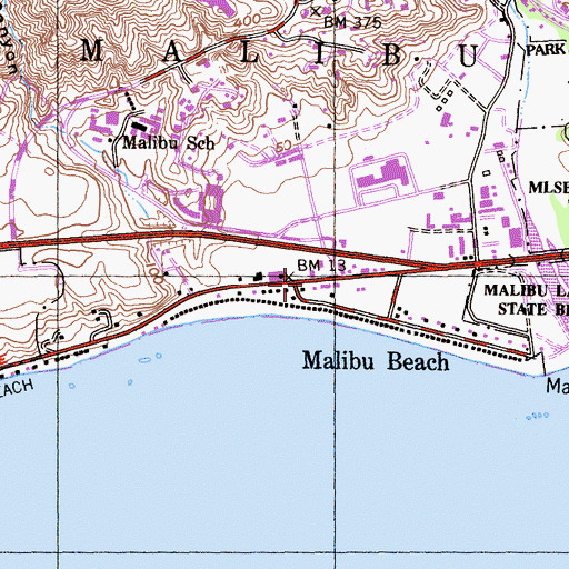 Topographic Map of Los Angeles County Fire Department Station 88, CA