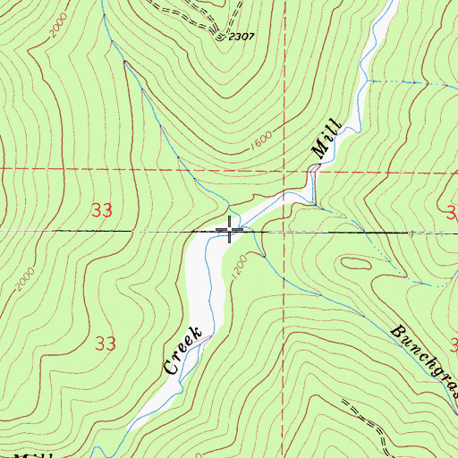 Topographic Map of Bunchgrass Creek, CA