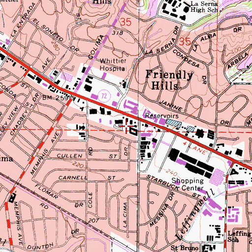 Topographic Map of Los Angeles County Fire Department Station 59, CA