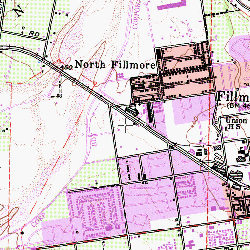 Topographic Map of Ventura County Fire Protection District Station 27 Fillmore, CA