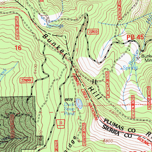 Topographic Map of Bunker Hill Ridge, CA