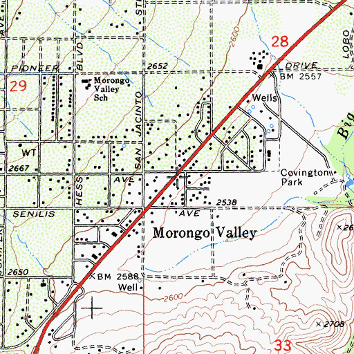 Topographic Map of Morongo Valley Fire Department Station 461, CA