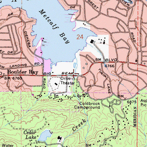 Topographic Map of Big Bear Lake Fire Protection District Station 282, CA