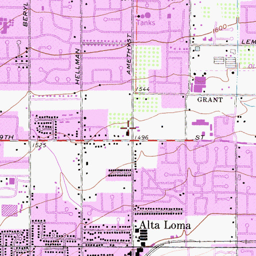 Topographic Map of Rancho Cucamonga Fire Protection District Station 171, CA