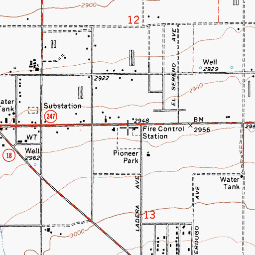Topographic Map of California Department of Forestry and Fire Protection Station 8 Lucerne Valley, CA