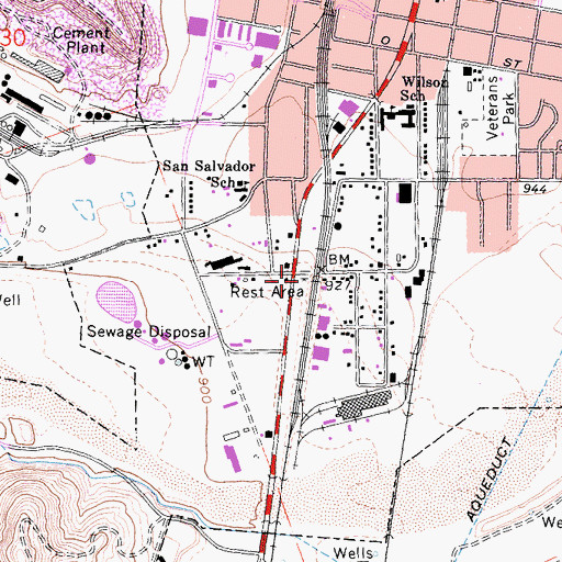 Topographic Map of Colton Fire Department Station 3, CA