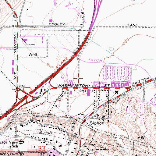 Topographic Map of Colton Fire Department Station 4, CA
