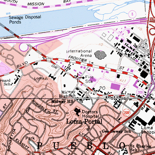 Topographic Map of San Diego Fire - Rescue Department Station 20, CA