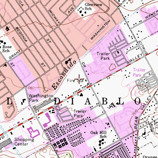 Topographic Map of Escondido Fire Department Station 2, CA