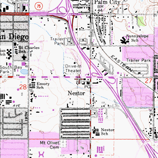 Topographic Map of San Diego Fire - Rescue Department Station 30, CA