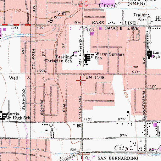 Topographic Map of California Department of Forestry and Fire Protection Station 3 San Bernardino, CA